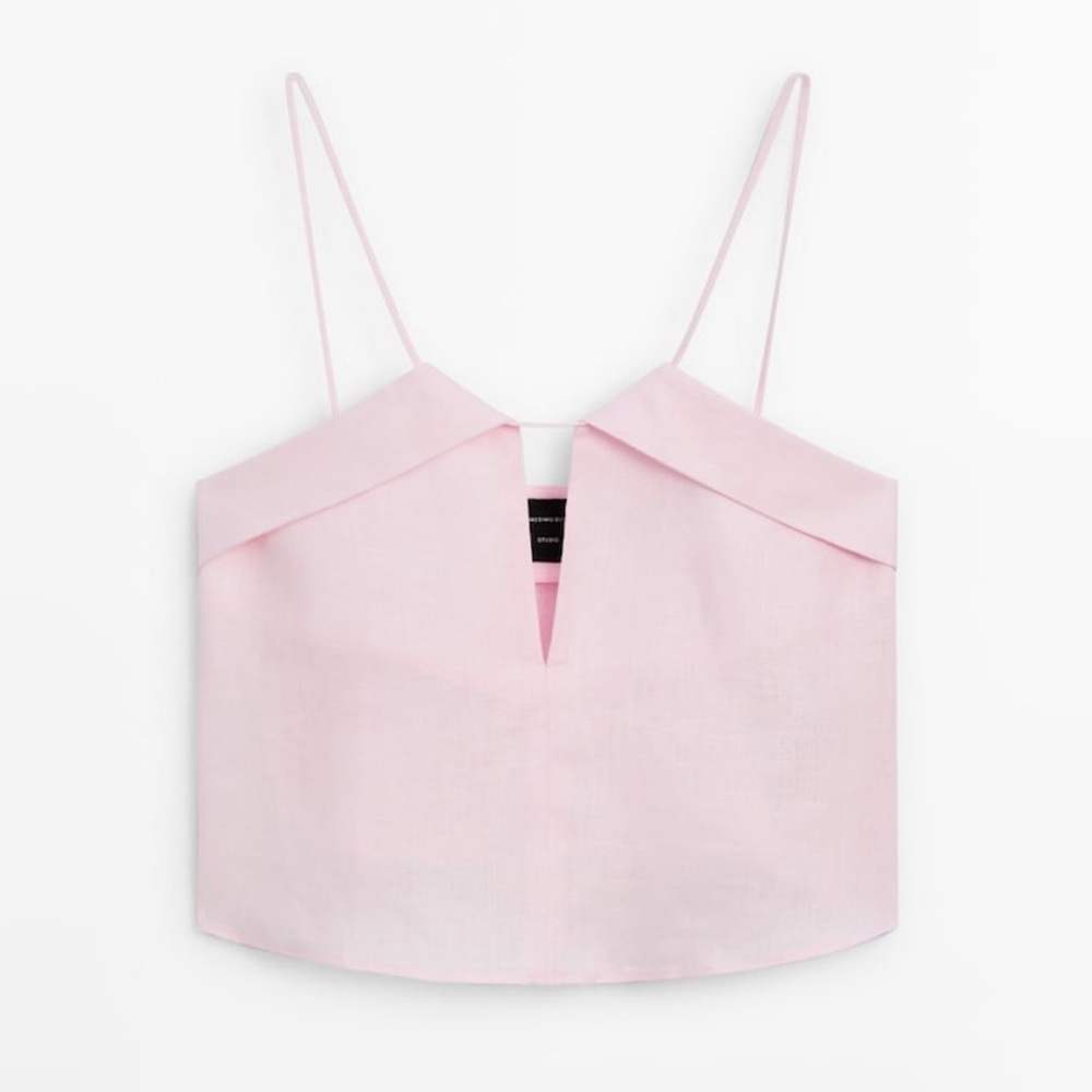 Massimo Dutti Elegant Pink Linen Top